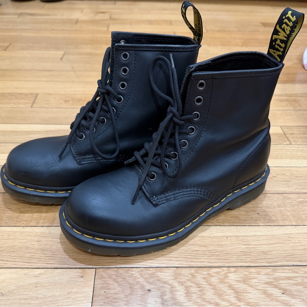 Dr. Martens Black Boots with Yellow Stitching